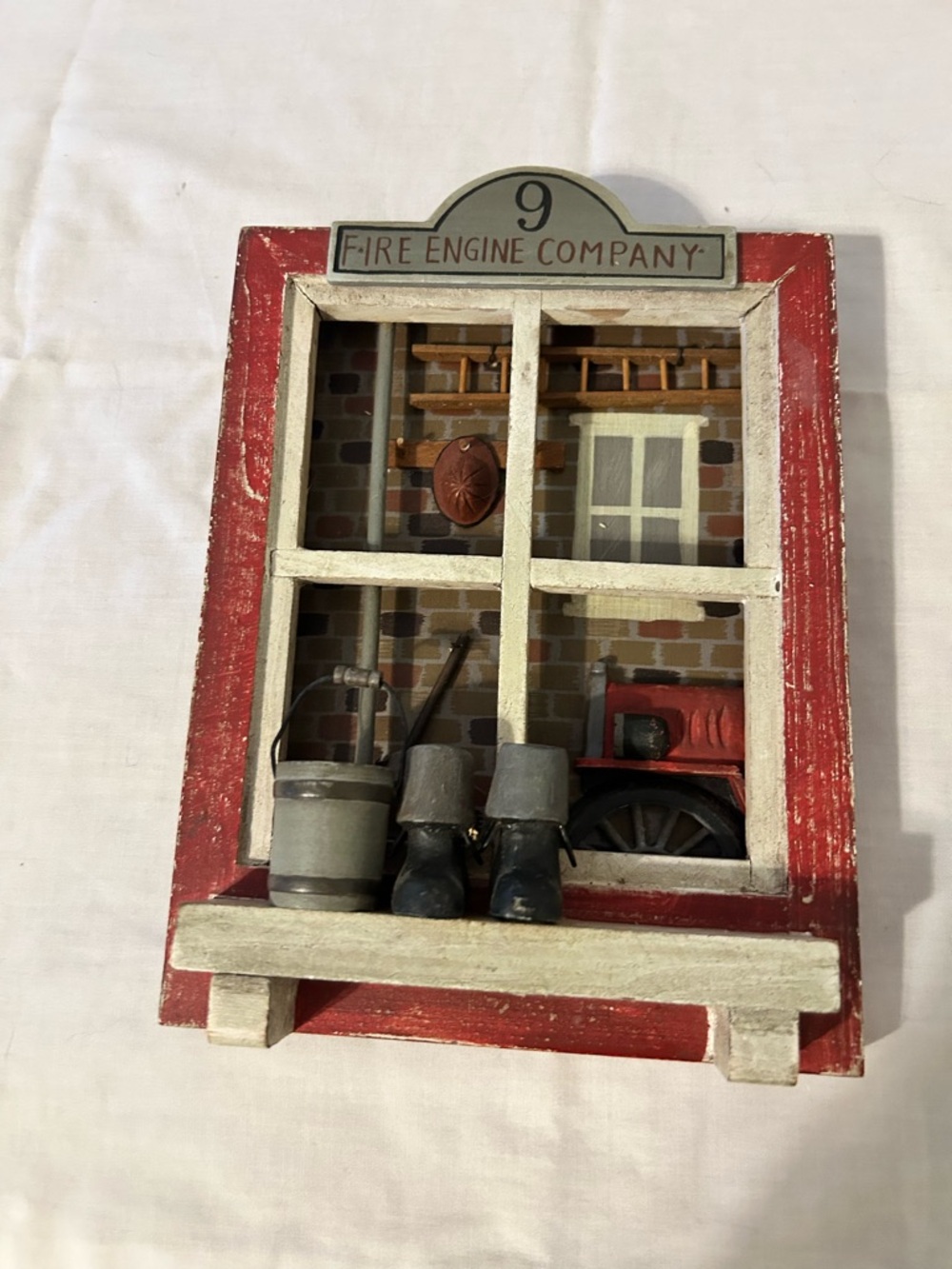 Vintage-Style Ohio Fire Engine Company #9 Wooden Window Box
